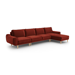 Klem 357 X 171 Köşe Ahşap Ayak - Kadife Paslı Kırmızı