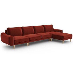 Klem 357 X 171 Köşe Ahşap Ayak - Kadife Paslı Kırmızı