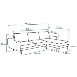 Klem 280 X 171 Köşe Ahşap Ayak - Doğal Doku