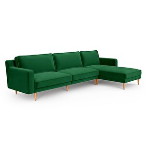 Klem Slim 312 X 171 Köşe Ahşap Ayak - Kadife Zümrüt Yeşili
