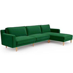 Klem Slim 312 X 171 Köşe Ahşap Ayak - Kadife Zümrüt Yeşili