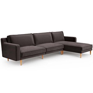 Klem Slim 312 X 171 Köşe Ahşap Ayak - Kadife Kül Gri