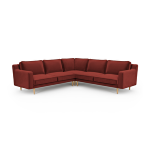 Klem Slim 257 X 257 Köşe Ahşap Ayak - Kadife Paslı Kırmızı