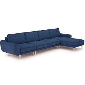 Klem 357 X 171 Köşe Ahşap Ayak - Fitilli Kadife Mavi
