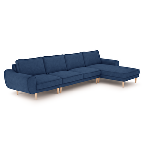 Klem 357 X 171 Köşe Ahşap Ayak - Fitilli Kadife Mavi