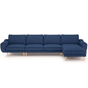 Klem 357 X 171 Köşe Ahşap Ayak - Fitilli Kadife Mavi