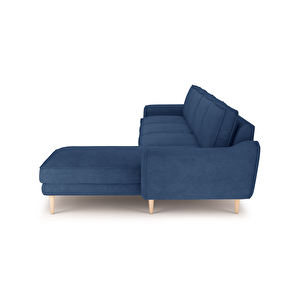 Klem 357 X 171 Köşe Ahşap Ayak - Fitilli Kadife Mavi