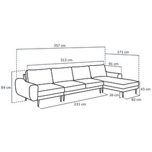 Klem 357 X 171 Köşe Ahşap Ayak - Fitilli Kadife