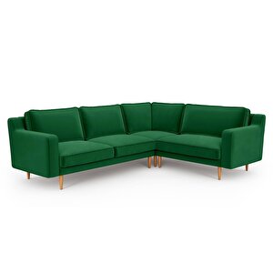 Klem Slim 257 X 203 Köşe Ahşap Ayak - Kadife Zümrüt Yeşili