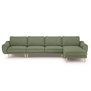 Klem 357 X 171 Köşe Ahşap Ayak - Fitilli Kadife Sisli Yeşil