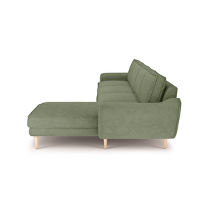 Klem 357 X 171 Köşe Ahşap Ayak - Fitilli Kadife Sisli Yeşil