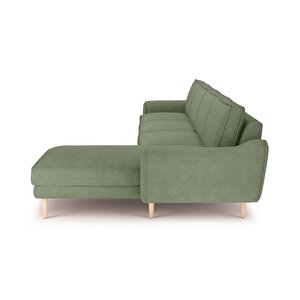 Klem 357 X 171 Köşe Ahşap Ayak - Fitilli Kadife Sisli Yeşil