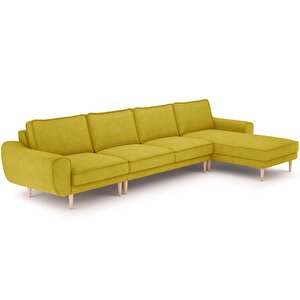Klem 357 X 171 Köşe Ahşap Ayak - Fitilli Kadife Polen Sarı