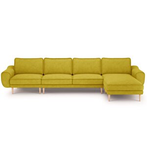 Klem 357 X 171 Köşe Ahşap Ayak - Fitilli Kadife Polen Sarı