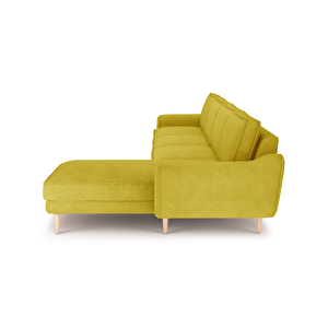 Klem 357 X 171 Köşe Ahşap Ayak - Fitilli Kadife Polen Sarı