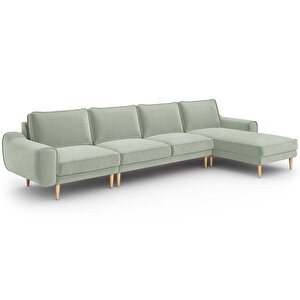 Klem 357 X 171 Köşe Ahşap Ayak - Kadife Çağla Yeşili