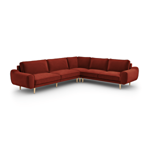 Klem 310 X 264 Köşe Ahşap Ayak - Kadife Paslı Kırmızı
