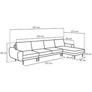 Klem 357 X 171 Köşe Ahşap Ayak - Kadife