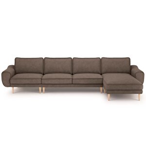 Klem 357 X 171 Köşe Ahşap Ayak - Fitilli Kadife Sütlü Kahve