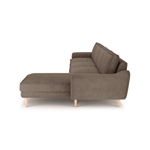 Klem 357 X 171 Köşe Ahşap Ayak - Fitilli Kadife Sütlü Kahve