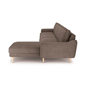 Klem 357 X 171 Köşe Ahşap Ayak - Fitilli Kadife Sütlü Kahve