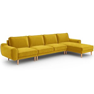 Klem 357 X 171 Köşe Ahşap Ayak - Kadife Hardal
