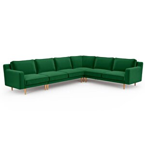 Klem Slim 334 X 257 Köşe Ahşap Ayak - Kadife Zümrüt Yeşili