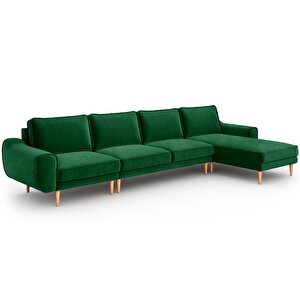 Klem 357 X 171 Köşe Ahşap Ayak - Kadife Zümrüt Yeşili