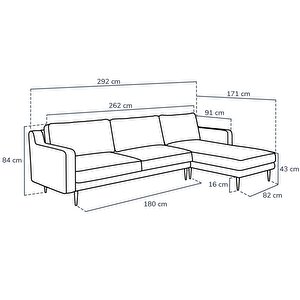 Klem Slim 292 X 171 Köşe Ahşap Ayak - Keten Beton Gri