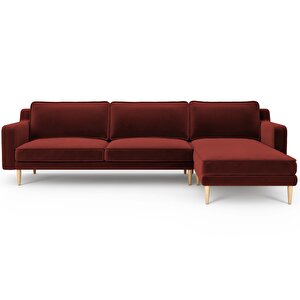 Klem Slim 292 X 171 Köşe Ahşap Ayak - Kadife Paslı Kırmızı
