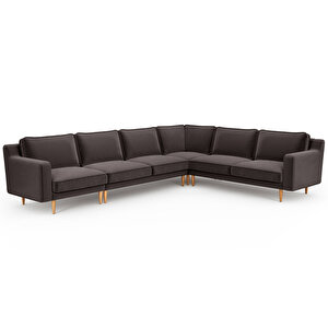 Klem Slim 334 X 257 Köşe Ahşap Ayak - Kadife Kül Gri