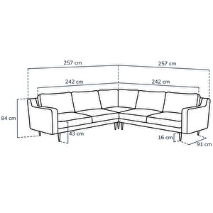 Klem Slim 257 X 257 Köşe Ahşap Ayak - Keten Beton Gri