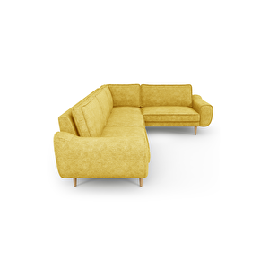 Klem 210 X 290 Köşe Ahşap Ayak - Fitilli Kadife Polen Sarı