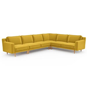 Klem Slim 334 X 257 Köşe Ahşap Ayak - Kadife Hardal