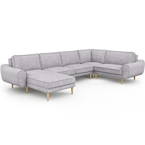 Klem 346 X 210 Köşe Ahşap Ayak - Fitilli Kadife Gri