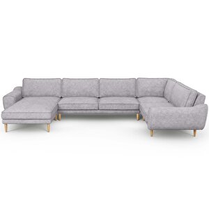 Klem 346 X 210 Köşe Ahşap Ayak - Fitilli Kadife Gri