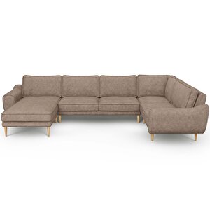 Klem 346 X 210 Köşe Ahşap Ayak - Fitilli Kadife Sütlü Kahve