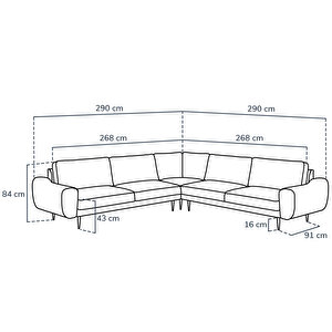 Klem 290 X 290 Köşe Ahşap Ayak - Keten Beton Gri