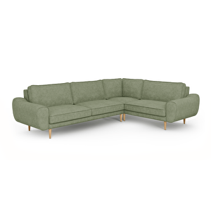 Klem 210 X 290 Köşe Ahşap Ayak - Fitilli Kadife Sisli Yeşil