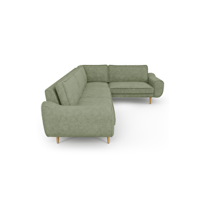 Klem 210 X 290 Köşe Ahşap Ayak - Fitilli Kadife Sisli Yeşil