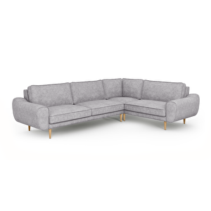 Klem 210 X 290 Köşe Ahşap Ayak - Fitilli Kadife Gri