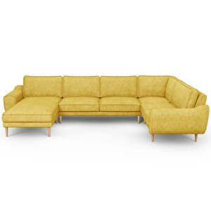 Klem 346 X 210 Köşe Ahşap Ayak - Fitilli Kadife Polen Sarı