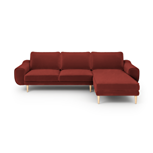 Klem 280 X 171 Köşe Ahşap Ayak - Kadife Paslı Kırmızı