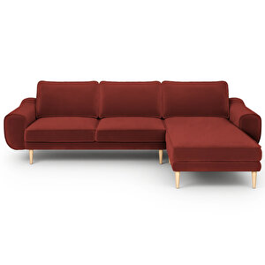 Klem 280 X 171 Köşe Ahşap Ayak - Kadife Paslı Kırmızı