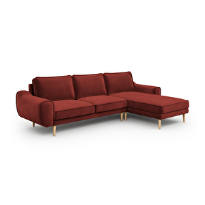 Klem 280 X 171 Köşe Ahşap Ayak - Kadife Paslı Kırmızı
