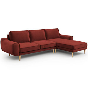Klem 280 X 171 Köşe Ahşap Ayak - Kadife Paslı Kırmızı