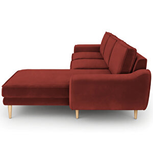 Klem 280 X 171 Köşe Ahşap Ayak - Kadife Paslı Kırmızı