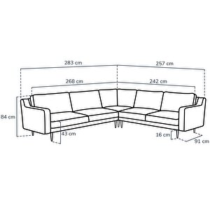 Klem Slim 283 X 257 Köşe Ahşap Ayak - Keten