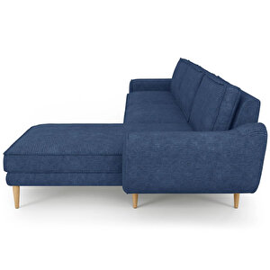 Klem 280 X 171 Köşe Ahşap Ayak - Fitilli Kadife Mavi