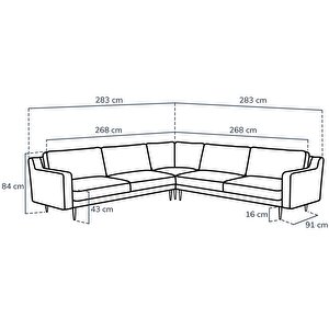 Klem Slim 283 X 283 Köşe Ahşap Ayak - Keten Havacı Mavi